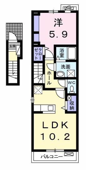アンダンテII(1LDK/2階)の間取り写真