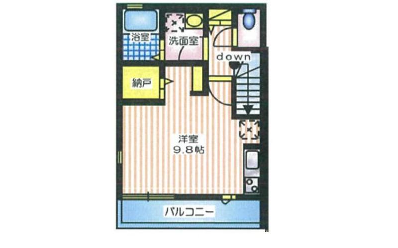 ヒルハイム峰岡(ワンルーム/2階)の間取り写真