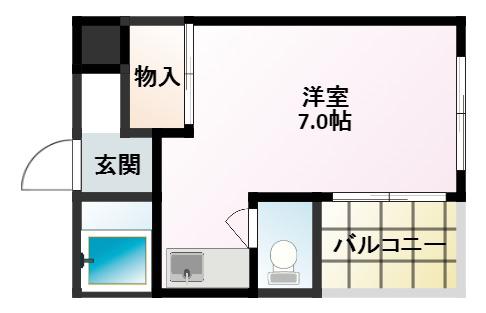 コロナハイツ(ワンルーム/5階)の間取り写真