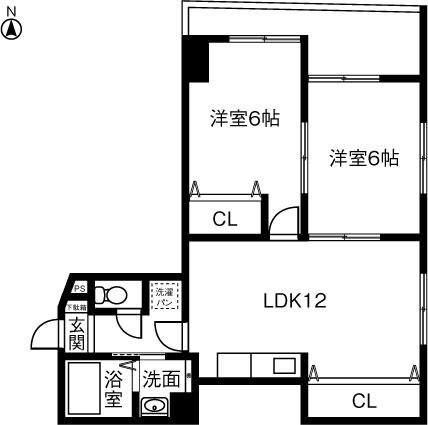 パーク泉(2DK/2階)の間取り写真