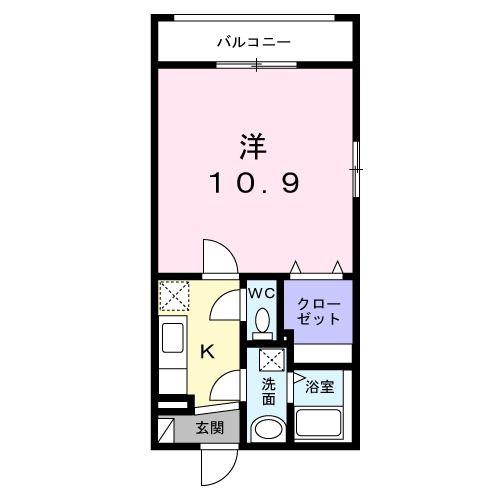 ラ・ヴィータ II(1K/2階)の間取り写真