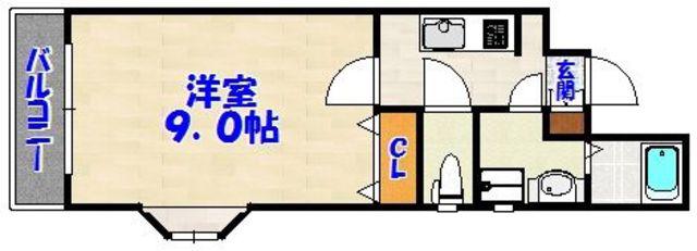 メゾン・ド・西新(1K/2階)の間取り写真
