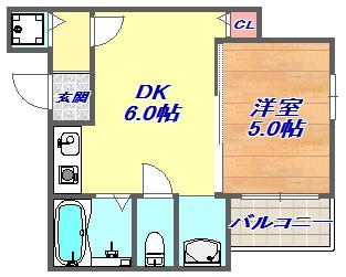 ソレイユ甲南(1DK/3階)の間取り写真
