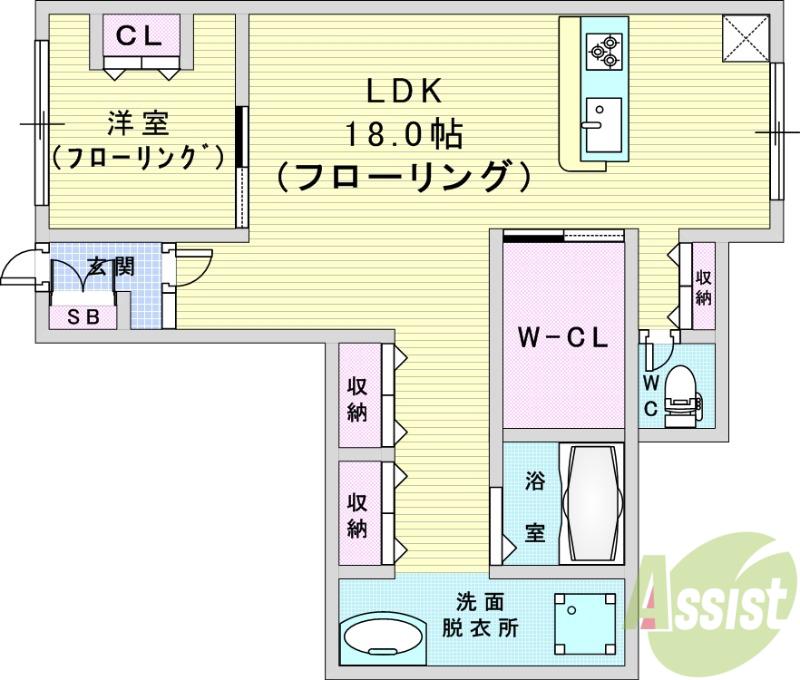 リバーサイドニシムラ(1LDK/1階)の間取り写真