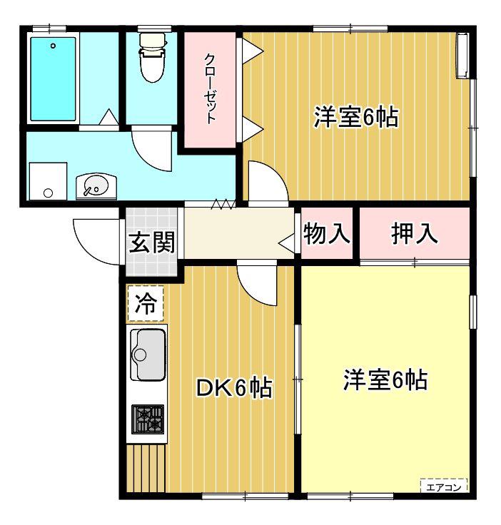 セジュール(2DK/2階)の間取り写真