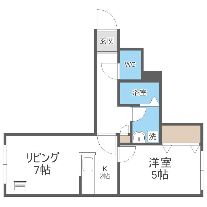 ドリームハウス月寒(1DK/2階)の間取り写真