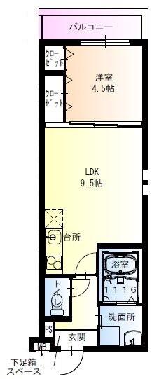 フジパレス園田駅東(1LDK/1階)の間取り写真