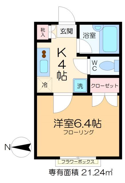 210アパートメントA・B棟(1K/2階)の間取り写真