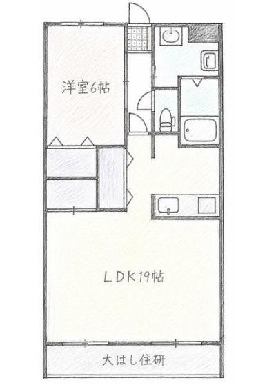 サコII(1LDK/1階)の間取り写真