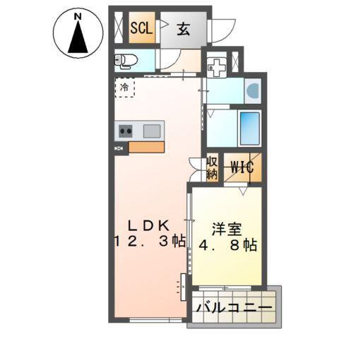 MAISON DU BONHEUR HAKOZAKI(1LDK/3階)の間取り写真