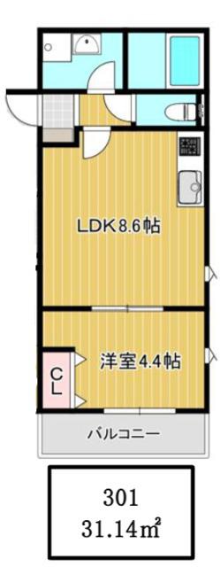 HALELE′A TACHIKAWA(1LDK/3階)の間取り写真
