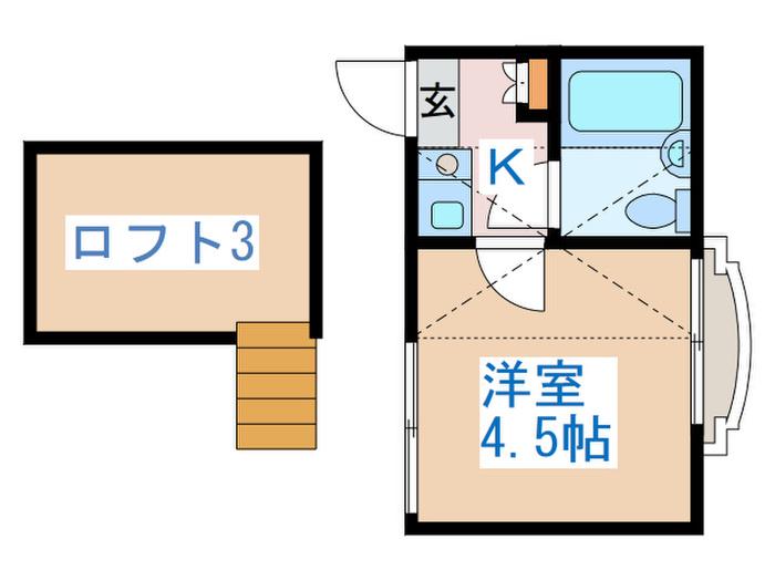 シャトー1号館(1K/2階)の間取り写真