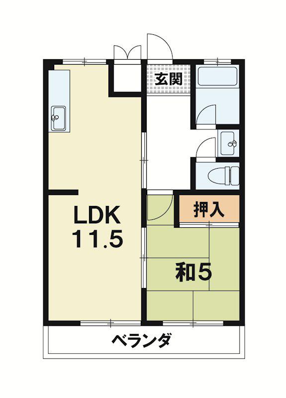 ハイツ千栄(1LDK/1階)の間取り写真