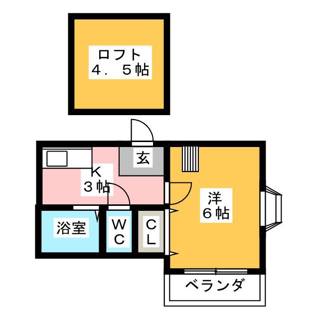 メローハイム高宮(1K/2階)の間取り写真
