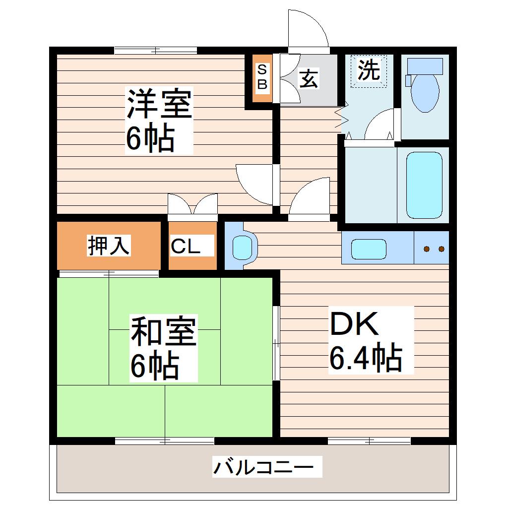 アビタシオンみずほ台(2DK/1階)の間取り写真
