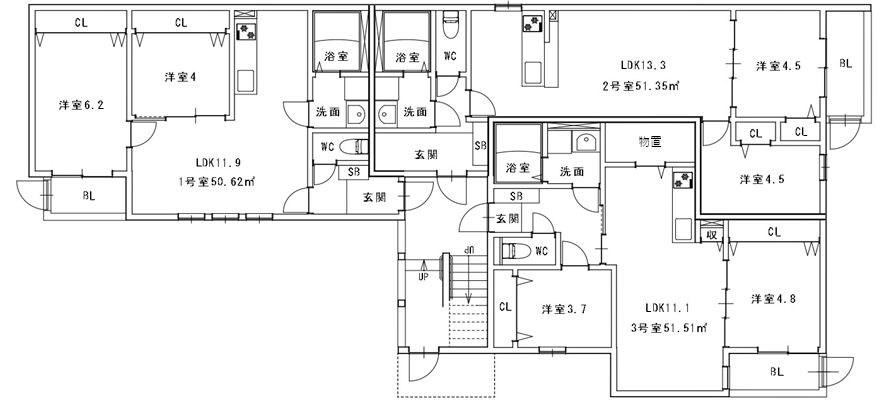 メゾンクレール次郎丸弐番館(2LDK/3階)の間取り写真