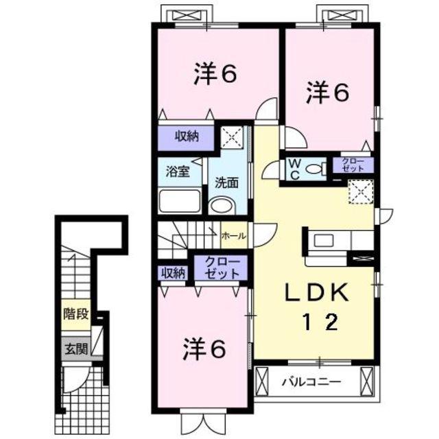 スカイピア(3LDK/2階)の間取り写真
