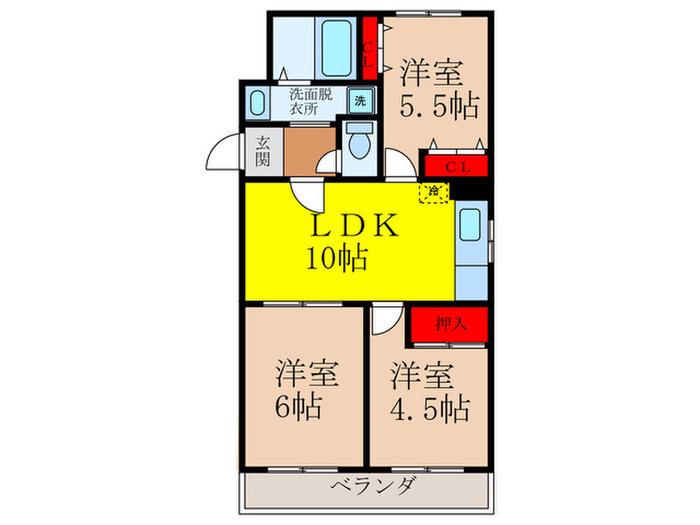 シェトワ・アラキ(3LDK/2階)の間取り写真