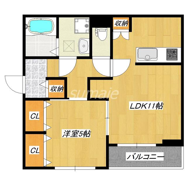 GATOS CASAS(1LDK/1階)の間取り写真