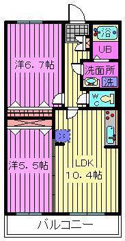 フレール与野本町六番館(2LDK/1階)の間取り写真