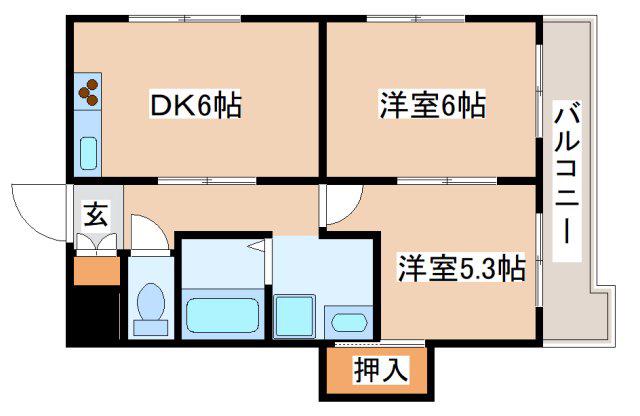ユウワコート松風(2DK/4階)の間取り写真