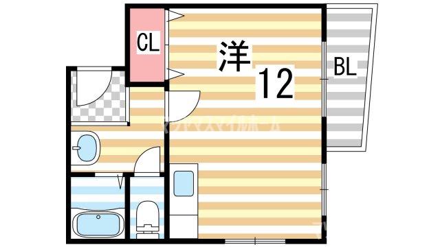 OKハイツ3号館(ワンルーム/3階)の間取り写真