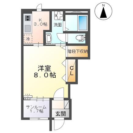 AVENIRII(1K/1階)の間取り写真