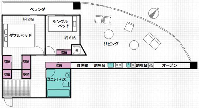 東京ツインパークスレフトウィング(2LDK/31階)の間取り写真