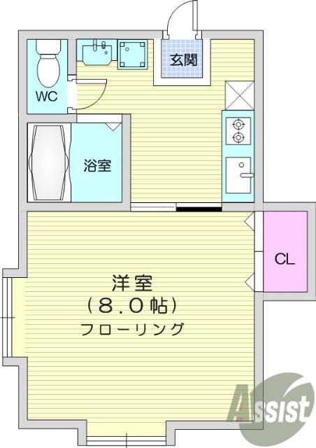 エムアンドエム(1K/2階)の間取り写真