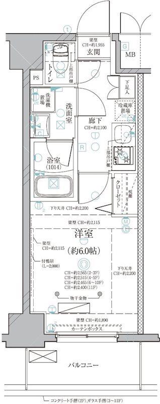ディアレイシャス泉(1K/6階)の間取り写真