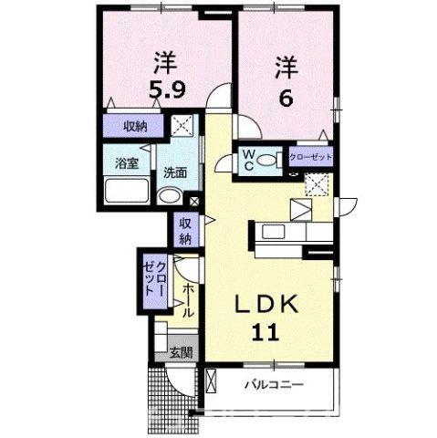 メゾン・リュミエール I(2LDK/1階)の間取り写真