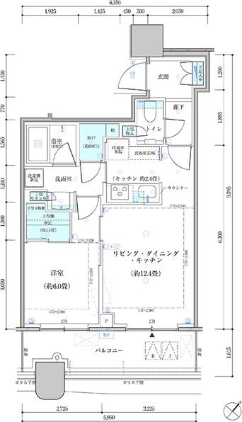 パークタワー勝どき サウス棟(1LDK/7階)の間取り写真