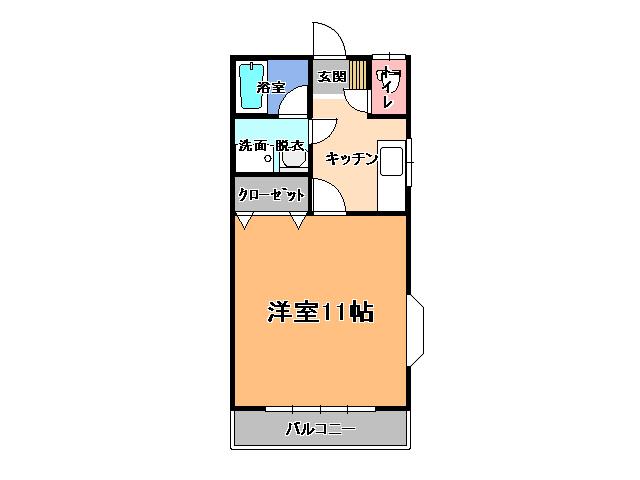 ひがしハイツ上山B(1K/2階)の間取り写真