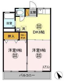 十王堂ハイツA(2DK/2階)の間取り写真