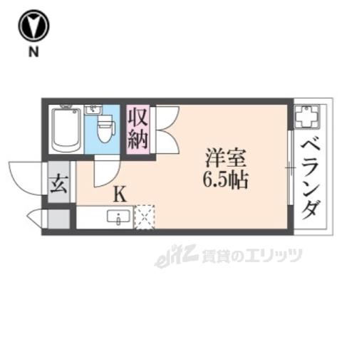 クレージュ桂(ワンルーム/2階)の間取り写真