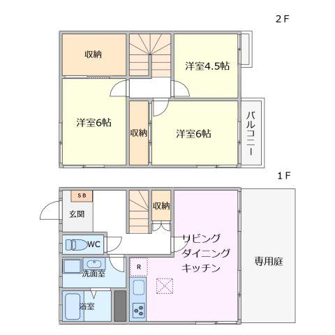 レジデンスヤマダ テラスハウス(3LDK/1階)の間取り写真