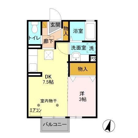 ルナタウン(1DK/1階)の間取り写真