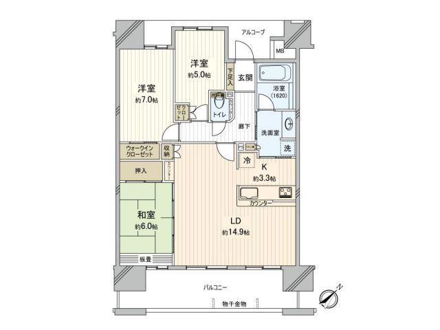 フェローネ川口クオリス(3LDK/13階)の間取り写真