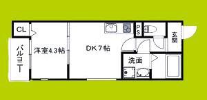 ピノコII(1DK/2階)の間取り写真
