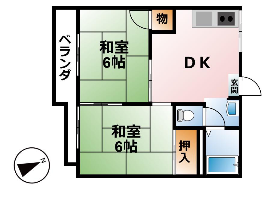 ハイツ板橋(2DK/2階)の間取り写真