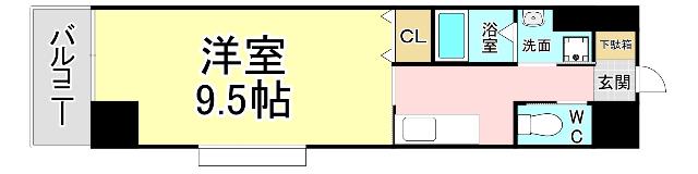 リード室町(1K/2階)の間取り写真