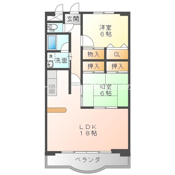 ヴィラ ウィル(2LDK/2階)の間取り写真
