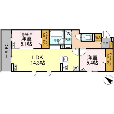 レジデンスヒルトップ(2LDK/3階)の間取り写真