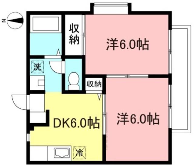 エクセル南烏山(2DK/1階)の間取り写真