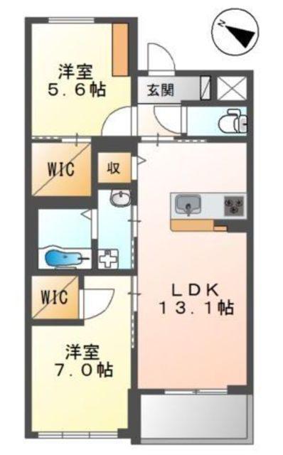 グリーンシャトー(2LDK/2階)の間取り写真