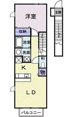 ビエント紫風IV(1LDK/2階)の間取り写真