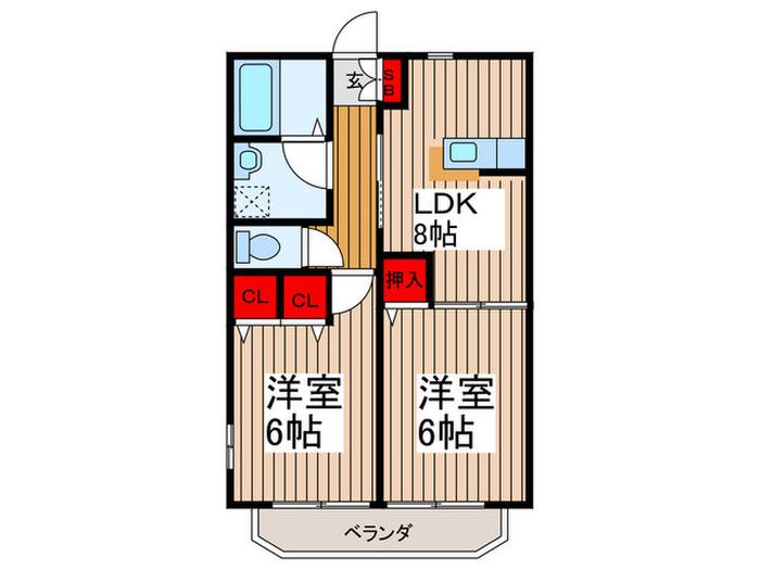 ドミールトモワ(2LDK/2階)の間取り写真