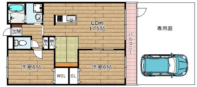 レクエルド藤(2LDK/1階)の間取り写真