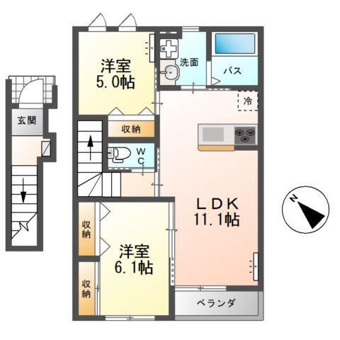 メゾン・ソレイユ(2LDK/2階)の間取り写真