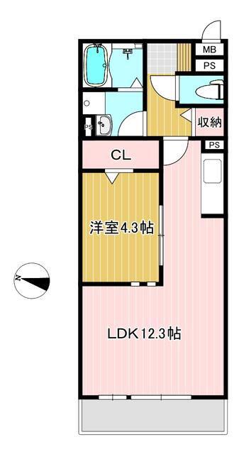 OTTS HIRO A(1LDK/3階)の間取り写真